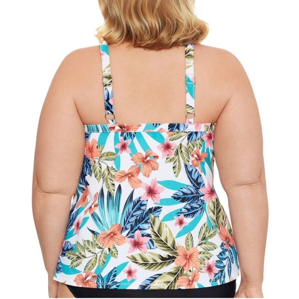 Swim Solutions Floral Print Montego Bay Underwire Tankini Top - Picture 3 of 9
